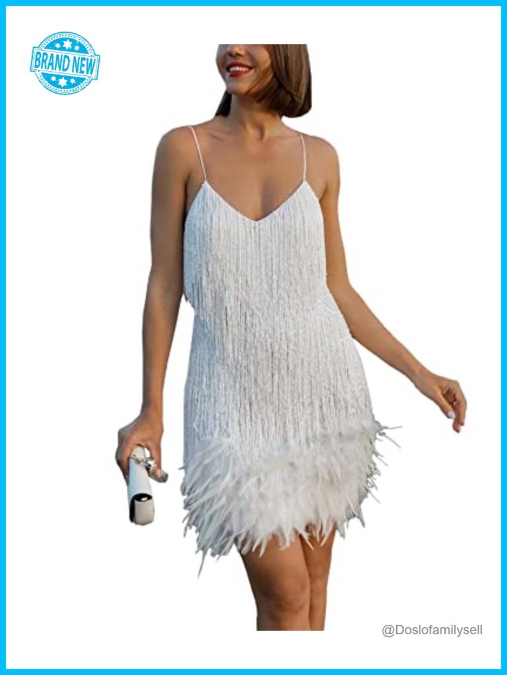 ECDAHICC Flapper Dress Polyester Sleeveless V Neck Mini Bodycon Party Dress